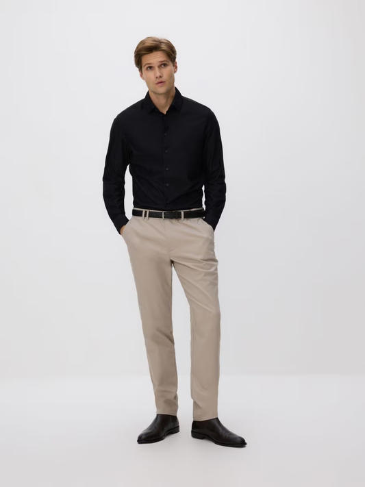 Chino slim trousers with belt