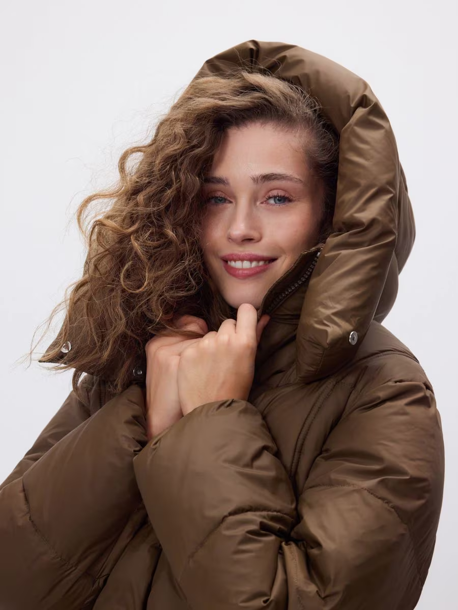 Down jacket with hood
