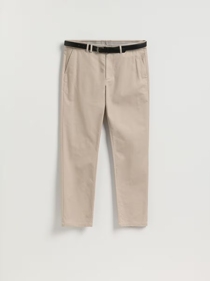 Chino slim trousers with belt